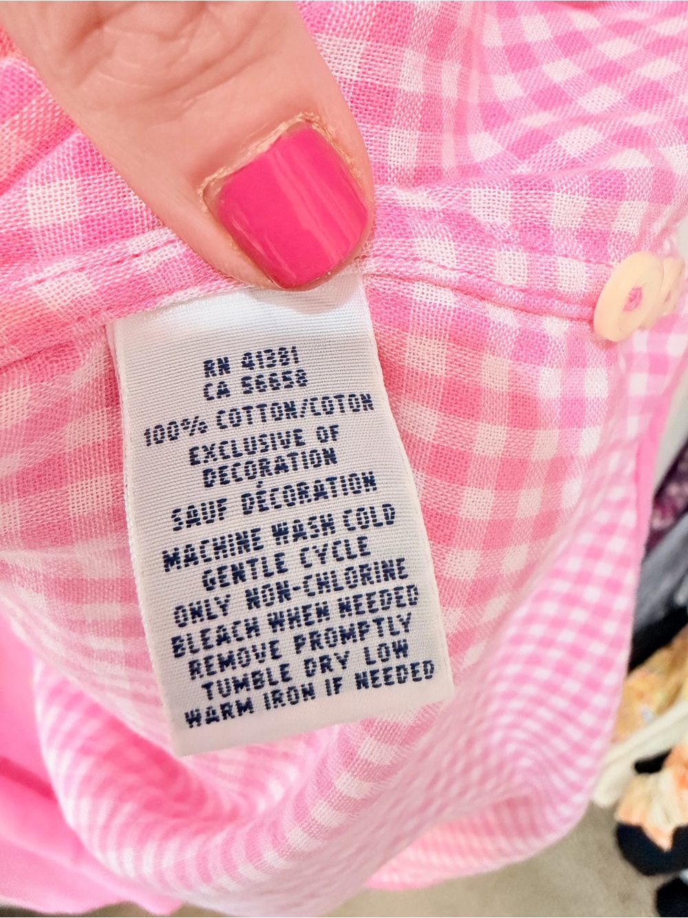 Ralph Lauren Pink Cotton Button Down Shirt with Inside Gingham Print Large NWOT - Picture 14 of 14